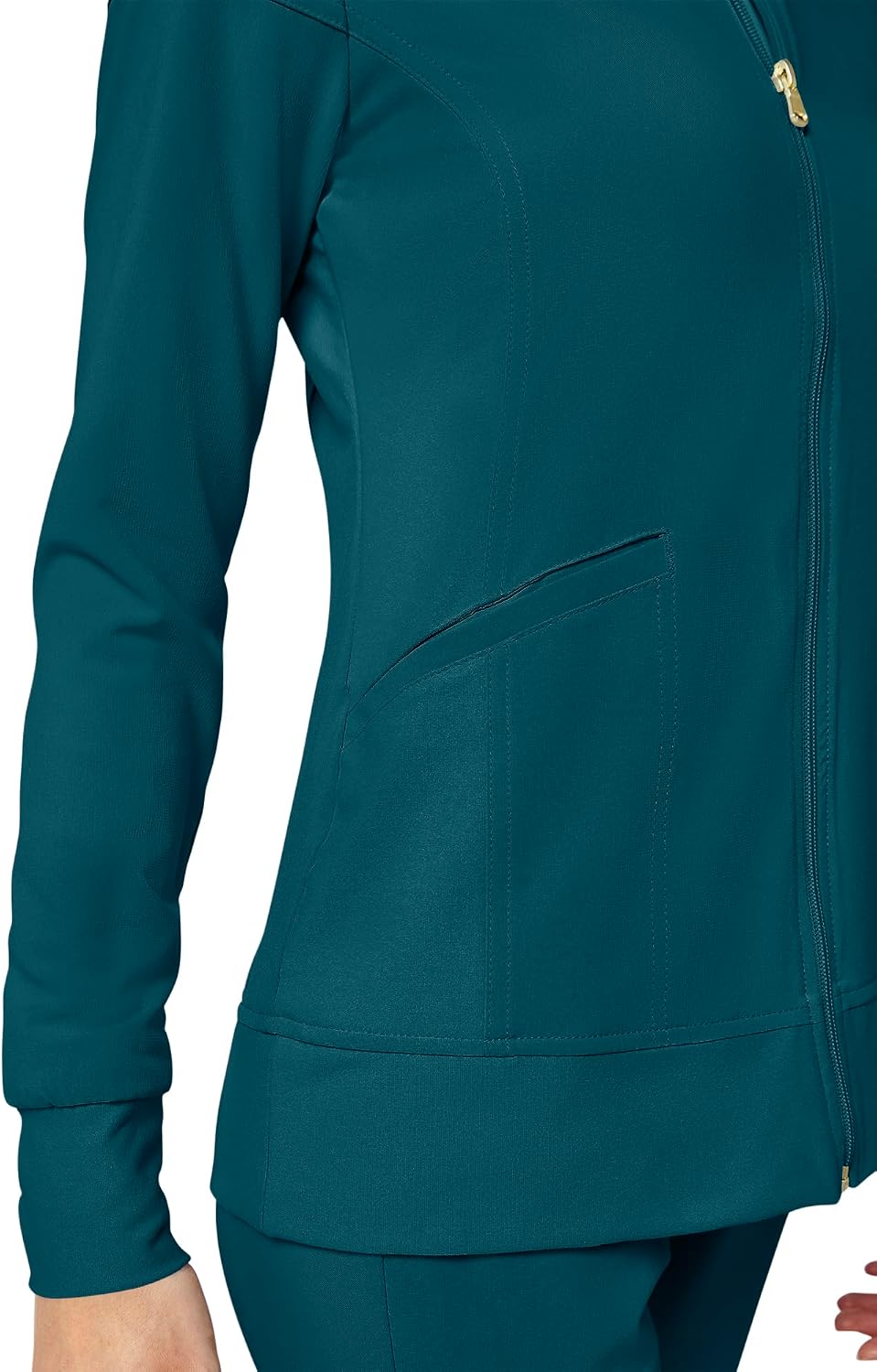 Cherokee Womens Zip Front Scrub Jacket, 2 Pockets, Princess Seams, Moisture Wicking, 360 Stretch Fabric - CK303