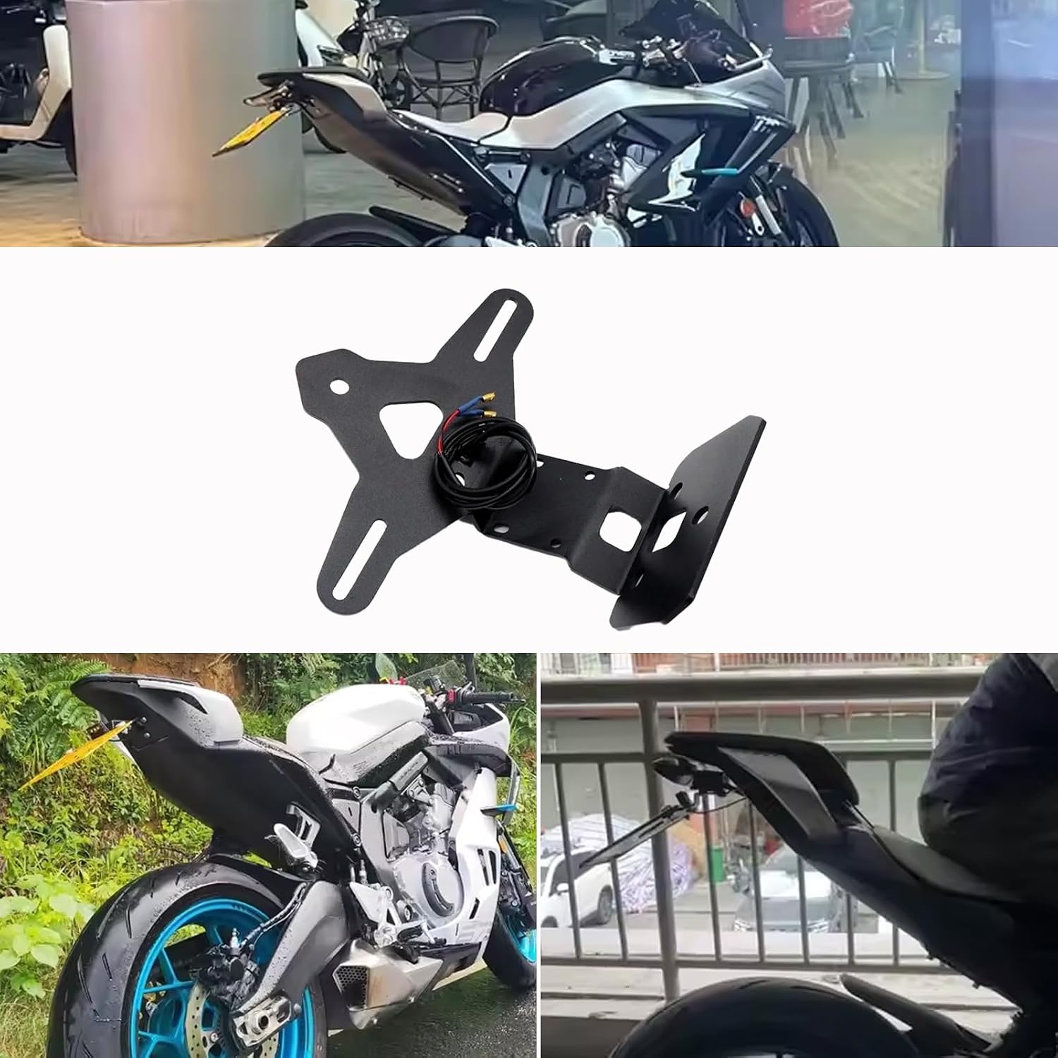 For 675ss Tail Tidy License Plate Holder Fender Eliminator Kits Fits For CFMOTO 675SS 675NK 675SR 675SR-R Rear License Frame Mount Bracket With License Plate Lighets