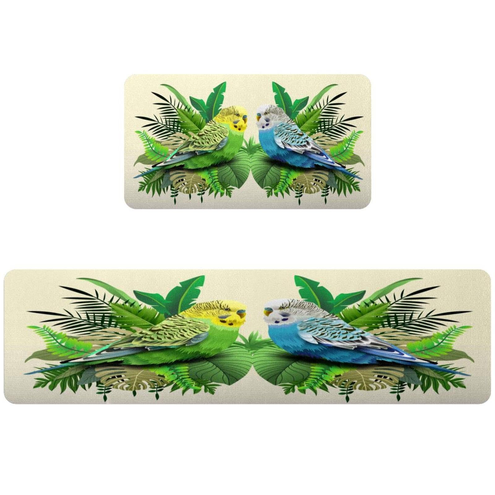 Tapis de cuisine lavables et antidérapants lot de 2 grand confort motif oiseaux exotiques