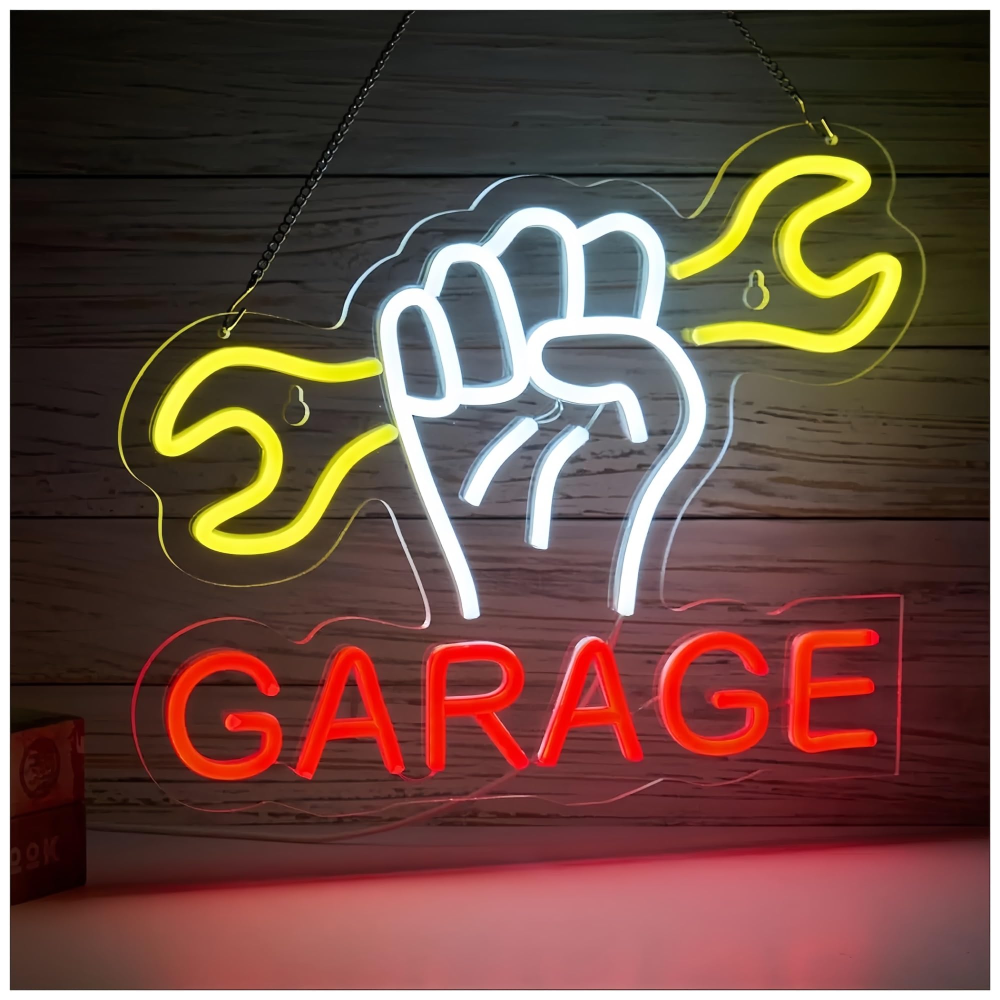 Zynther Neon lamp for Wrench Neon Sign for Wall Decor Light Suitable for Garage Party Bedroom(37x30cm)