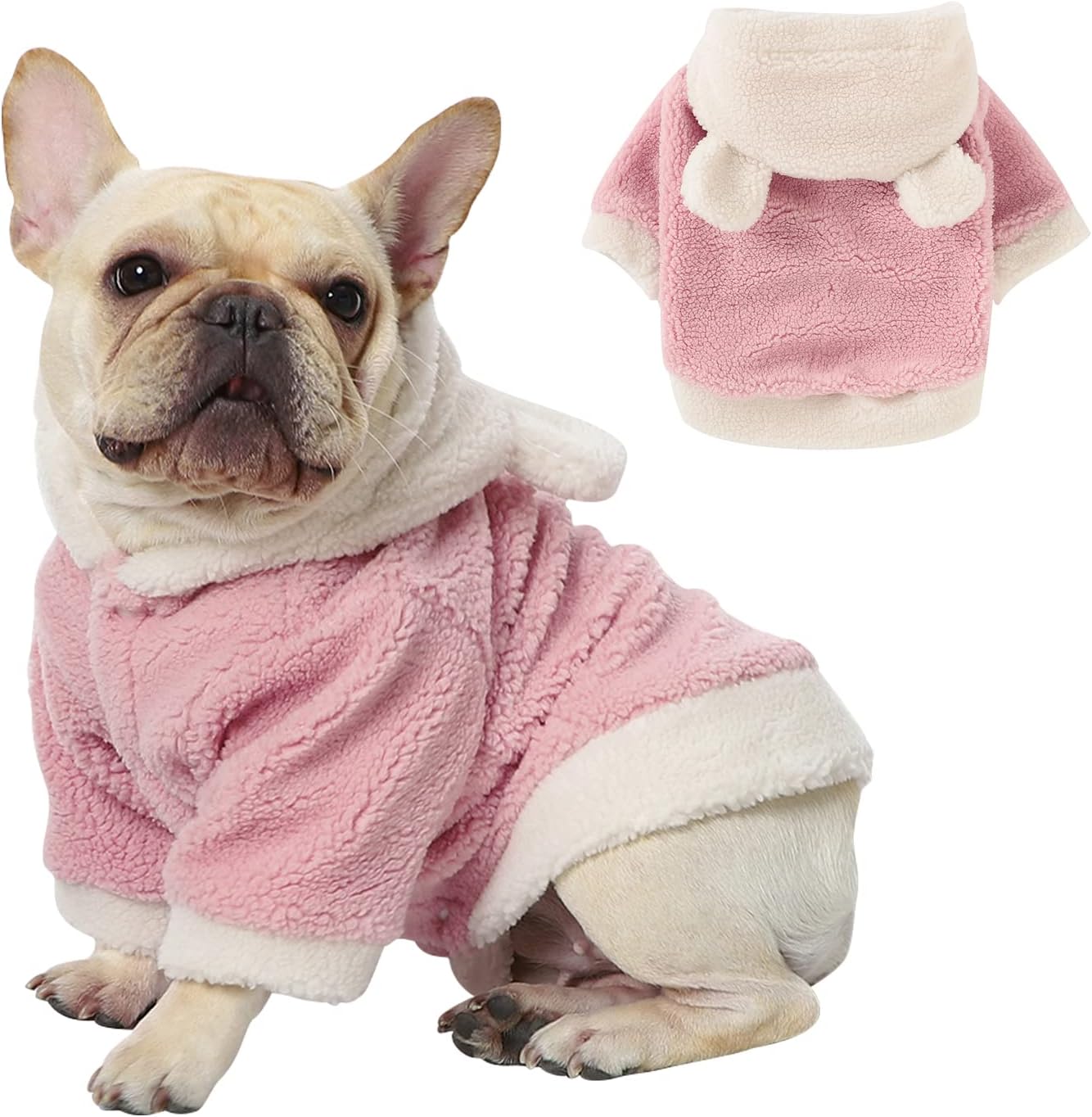 Dog Hoodie Sweaters with hat Puppy Coats with Hooded Winter Lamb Wool Warm Clothes Coat for Small Medium Dogs Clothes Apparel Pink XL