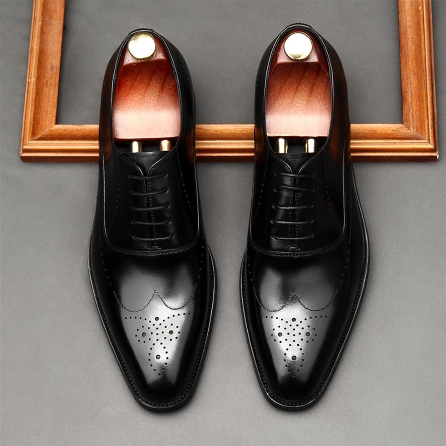 Dress Shoes for Men Men's Black Pointed Lace Up Dress Shoes Stylish Formal Footwear for Men