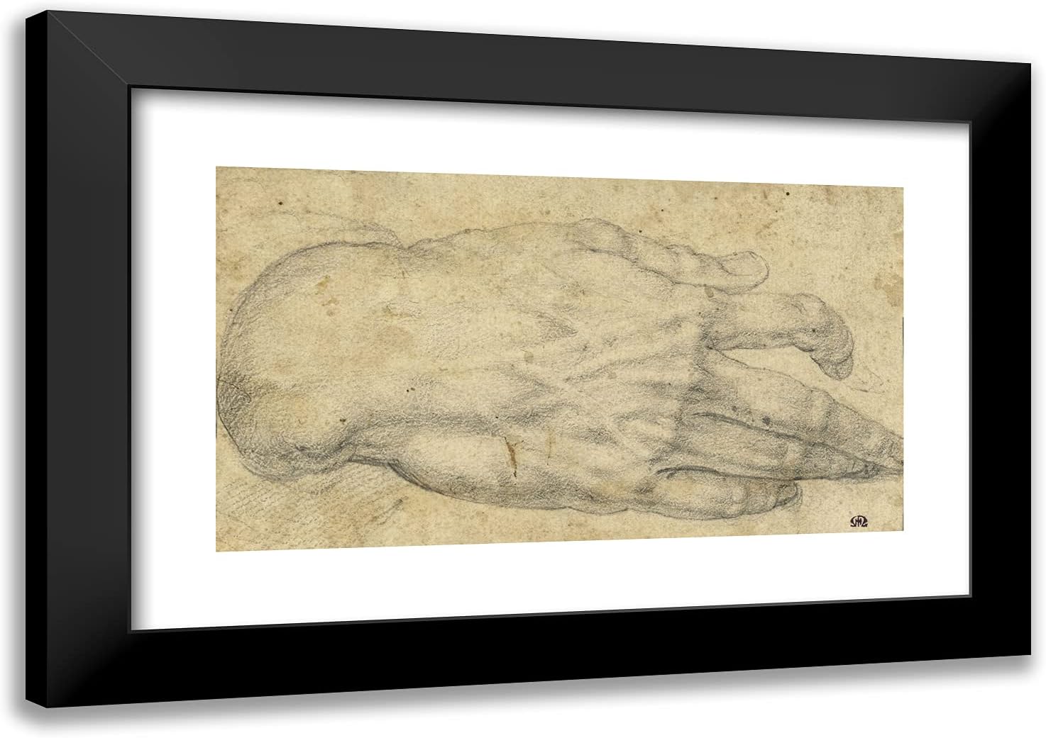ArtDirect Bronzino, Agnolo 24x17 Gold Ornate Framed Art Print with Double Matting Titled: Hand Study