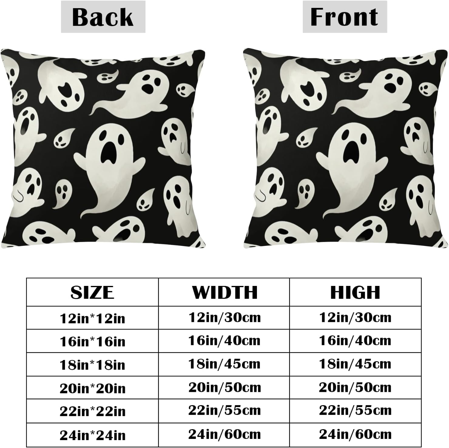 Halloween Pillow Covers 18x18 Inch White Ghost Pillowcases Set of 2 image 3