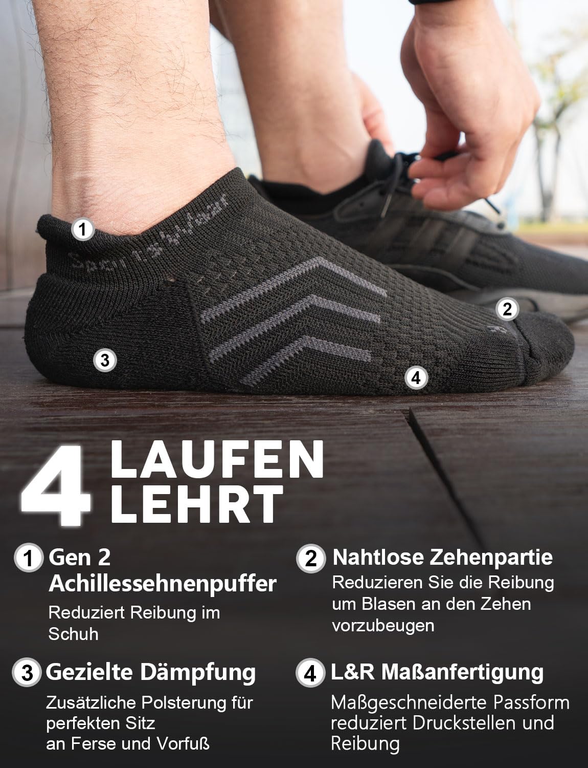 Juclise Coolmax Bambus-Kompressionssocken für Herren, Kurz Laufsocken Atmungsaktiv, Sportsocken, Schweißableitend Wandersocken(DE/NL/SE/PL,Numerisch42,47，Schwarz*3