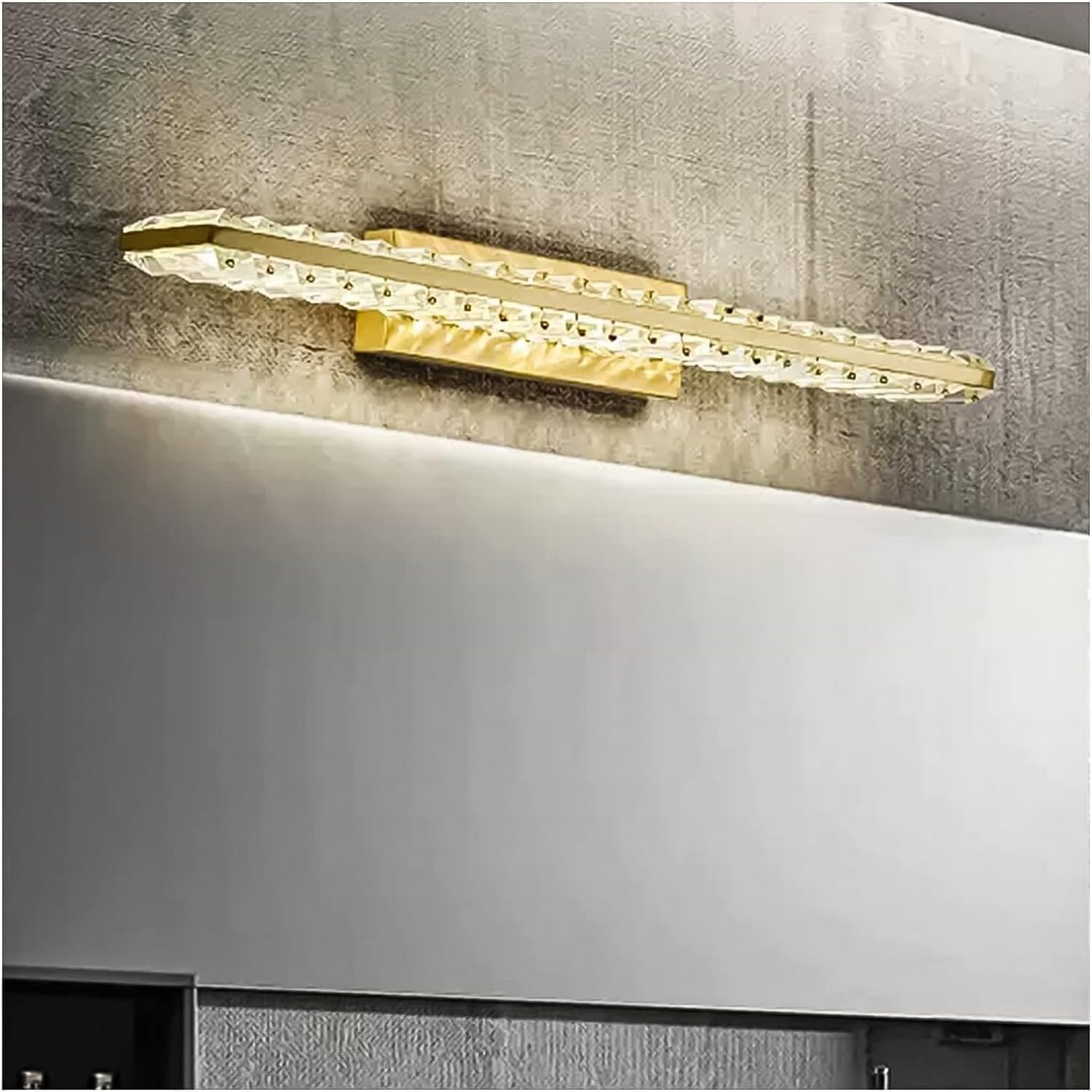 ZTCHSENZT Mirror Light LED Bathroom Vanity Light Fixtures Modern Wall Sconce Crystal Bar Mirror Lights Dimmable Wall Mounted Sconce,Lighting Wall Sconce,Gold-60cm