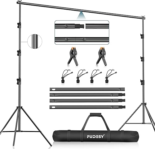 FUDESY Photo Video Studio - Soporte de fondo ajustable resistente de 10 x 10 pies, sistema de soporte de fondo para fotografía con bolsa de