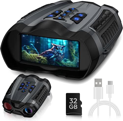 WARMTUYO Night Vision Goggles, 4K Infrared Binoculars with Camera, 9