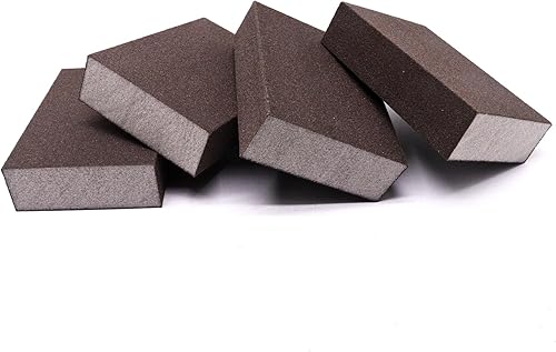 SWZHAI 4 bloques de lijado, esponja de lija de grano 220, esponja de papel de lija reutilizable, esponja de lija húmeda y seca para madera, metal,