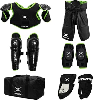 TronX Youth Ice Hockey Protective Gear Set with Bag - Shoulder, Elbow, Shin Pads, Gloves & Pants Kit for Kids Ages 4-9