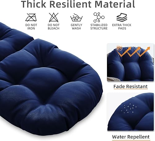 Miniatura 2 de Almohadillas para silla, cojines de asiento y respaldo, almohada impermeable sólida copetuda para interiores y exteriores con lazos, resistente a la