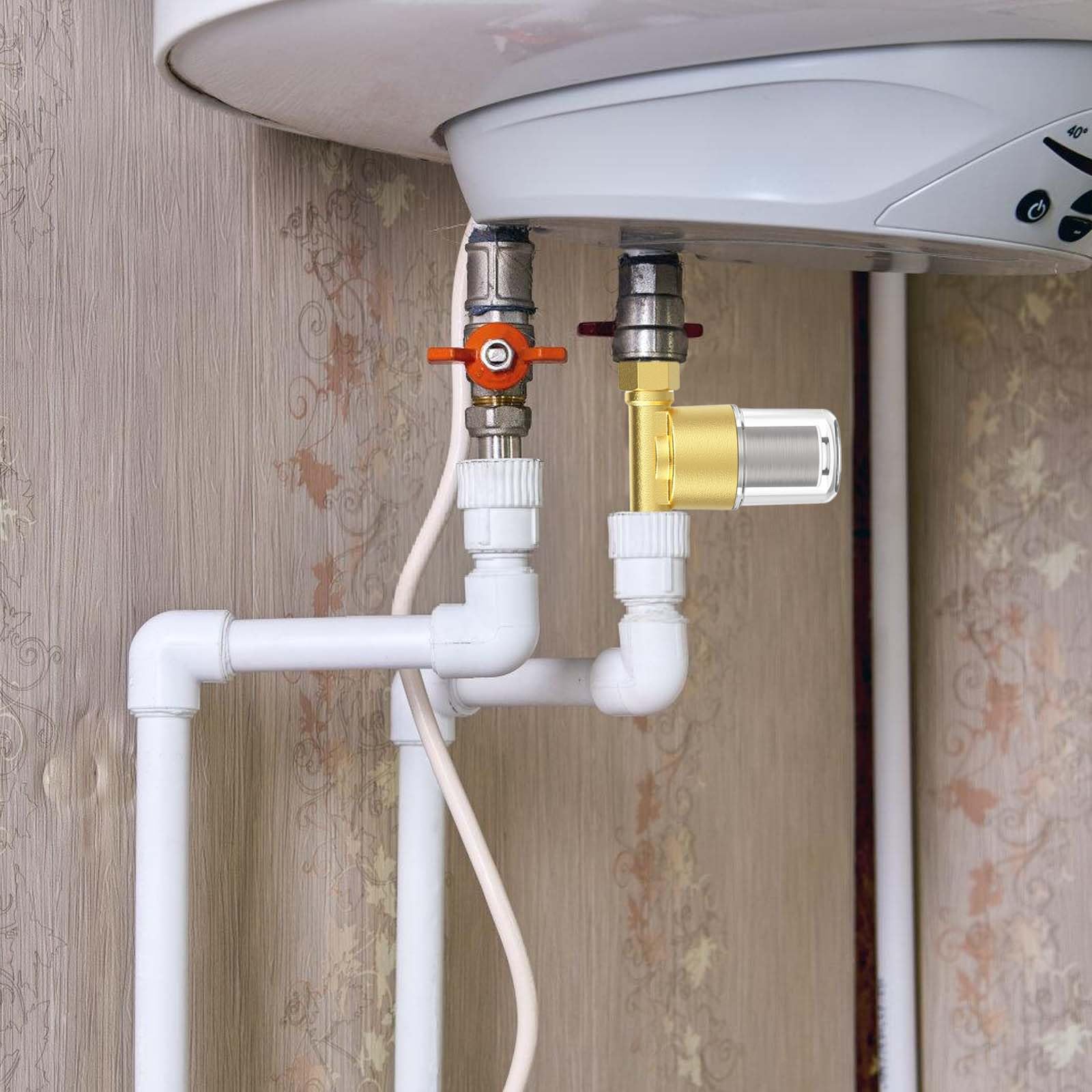 Filtro de agua de 1/2 pulgadas con elemento de acero inoxidable 304 de 40 μm, malla en línea, bomba de agua, latón para tuberías de baño
