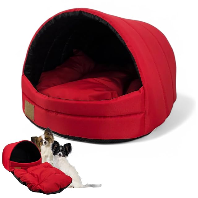 Foto 5 de 5 de ODOLPLUSZ Caseta para perros, casa exclusiva para perros o gatos, 2 tamaños, cómoda y lavable (rojo, M)