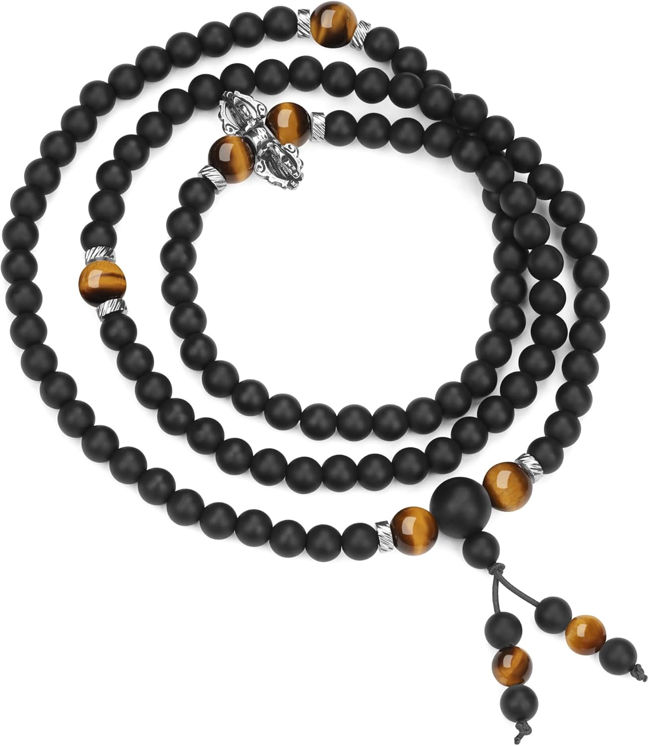 COAI 108 Mala Beads Wrap Bracelet Prayer Necklace, Vajra Buddist Prayer Beads Beaded Bracelet Necklace for Men Women