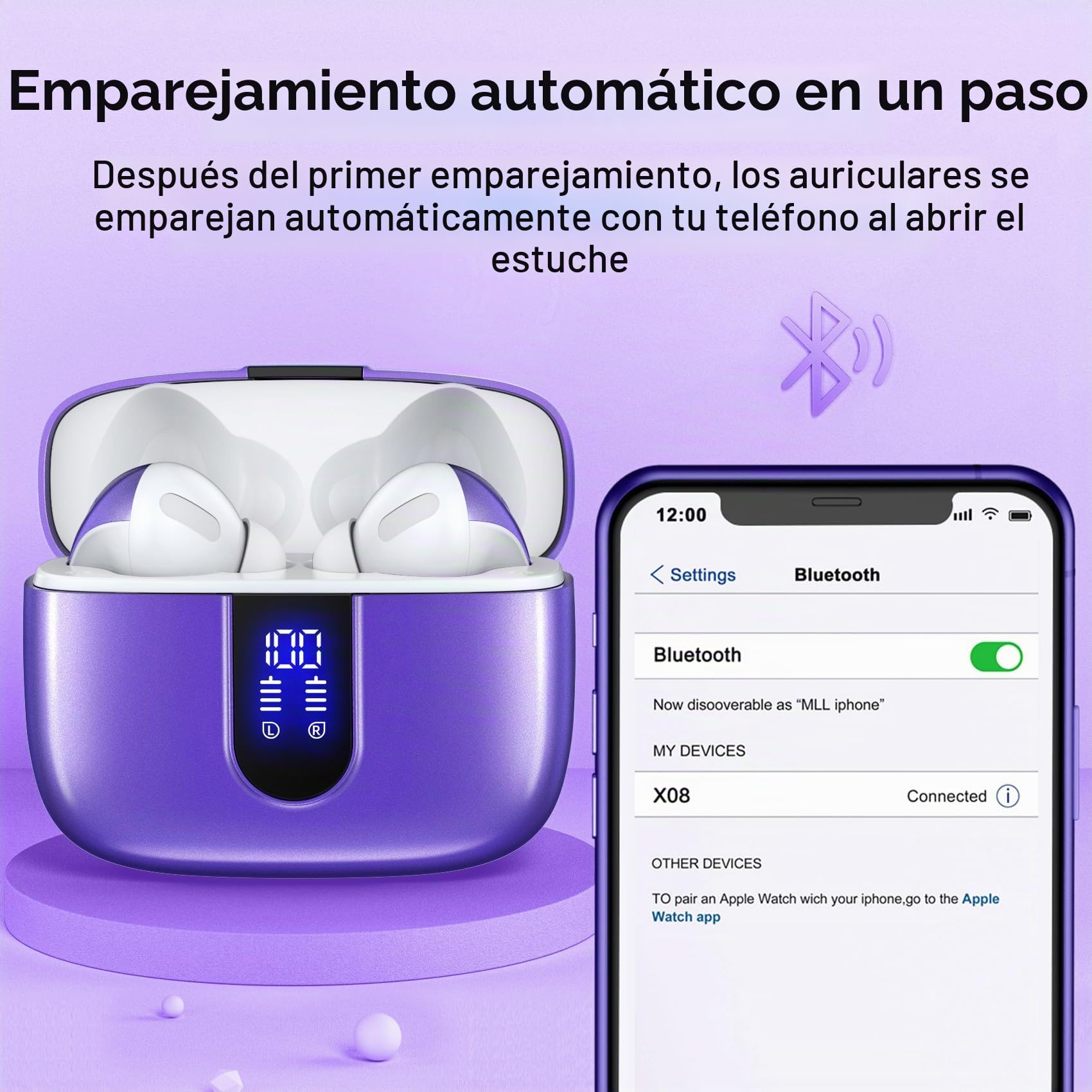 TAGRY Auriculares Bluetooth True Wireless Earbuds 60H Reproducción LED Power Display Auriculares con estuche de carga inalámbrica IPX5 impermeable Auriculares intrauditivos