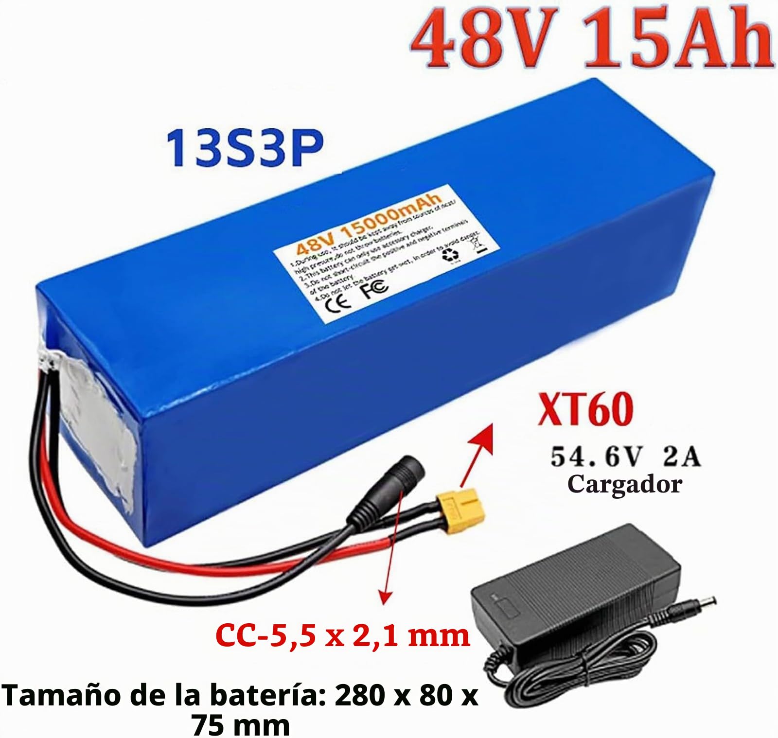 48V 15Ah 18Ah 20Ah Batería de Bicicleta eléctrica, Ebike Batería 48V 15Ah 18Ah 20Ah Plegable Batería de integrada con Cargador PVC Impermeable para Motor 1000W 750W 500W 200W