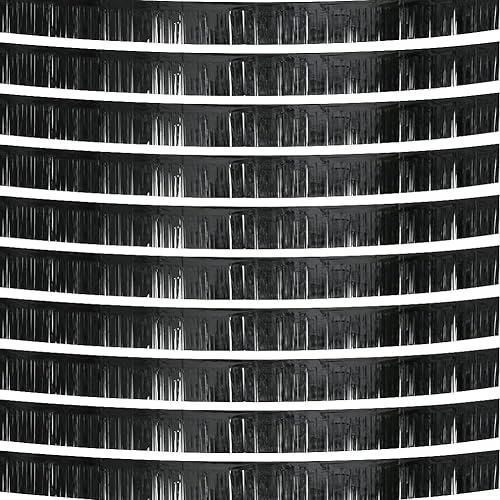 Paquete de 10 guirnaldas de flecos de aluminio de 10 pies de color negro, pancarta metálica de oropel para colgar en la pared, cortinas para