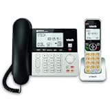 VTech VG208 DECT 6&period;0 Corded&sol;Cordless Phone for Home with Answering Machine&comma; Call Blocking&comma; Caller ID&comma; Large Backlit Display&comma; Duplex Speakerphone&comma; Intercom&comma; Line-Power&lpar;Silver&sol;Black&rpar;