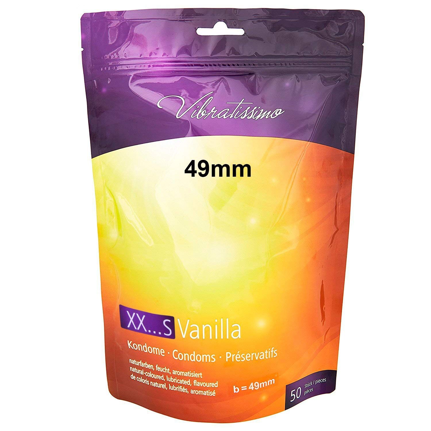 Condoms XXS Vanilla Pack of 50 | Premium with Aroma | for Men | Aroma with Thin Wall Thickness & Flavoured | Tight Size & Extremely Delicate | W = 49 mm
