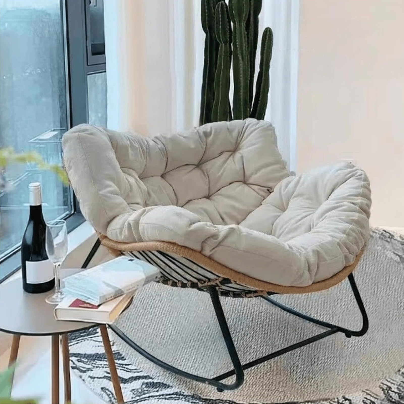 Fotel Bujany na Patio, Wygodne Duże Szerokie Fotele na Patio z Poduszką