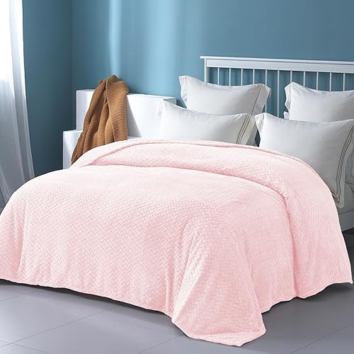 Miniatura 3 de Exclusivo Mezcla - Manta de tamaño individual de vellón, color rosa claro, para cama, 90 x 66 pulgadas, suave, acogedora, en 3D, de franela, en