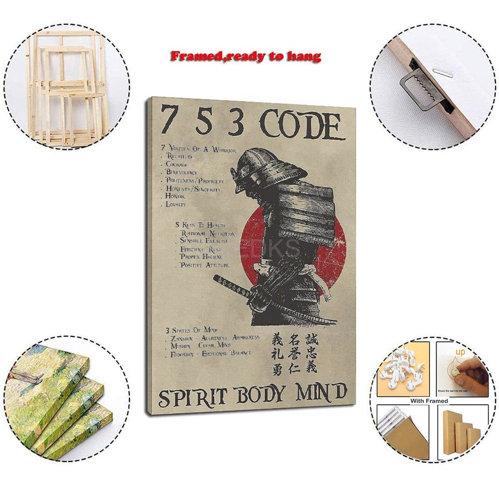 Amazon.com: Vintage Samurai 7-5-3 Code Spirit Body Mind Poster