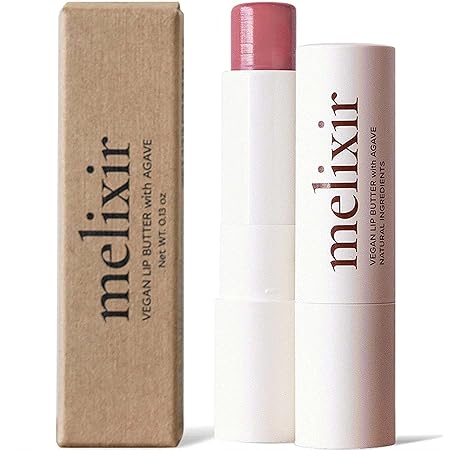 Melixir Vegan Lip Butter #05 Dewy Rose(Tinted) (+11 more colors) 0.13oz, Bee Free, Petrolatum Free, Deep Nourishing Plant-Based Vegan Chapstick, Vegan Lip Balm for Dry, Cracked and Chapped Lips