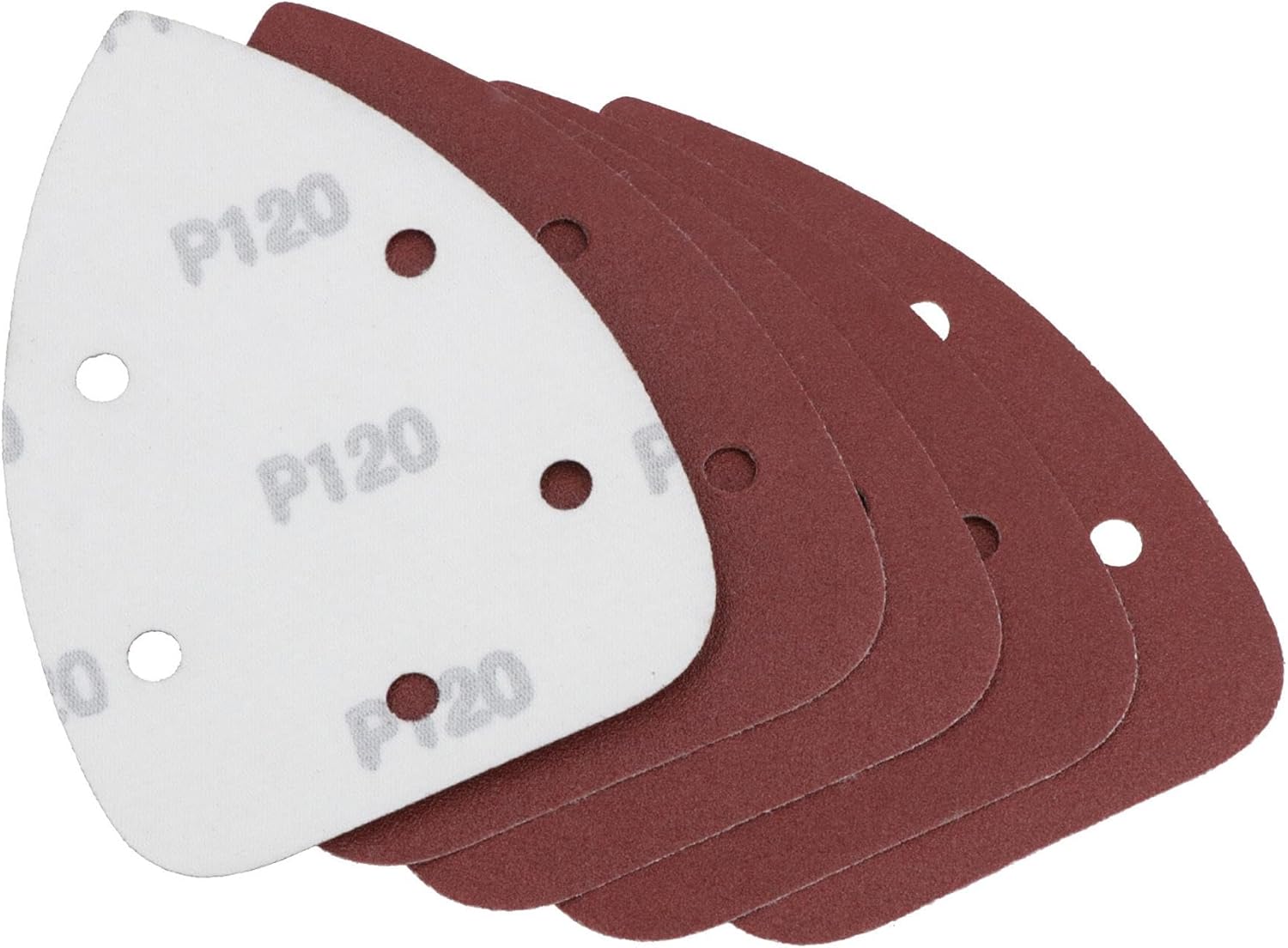 Hook And Loop Detail Sanding Pads Discs 140mm Triangular 120 Grit Fine 5pc