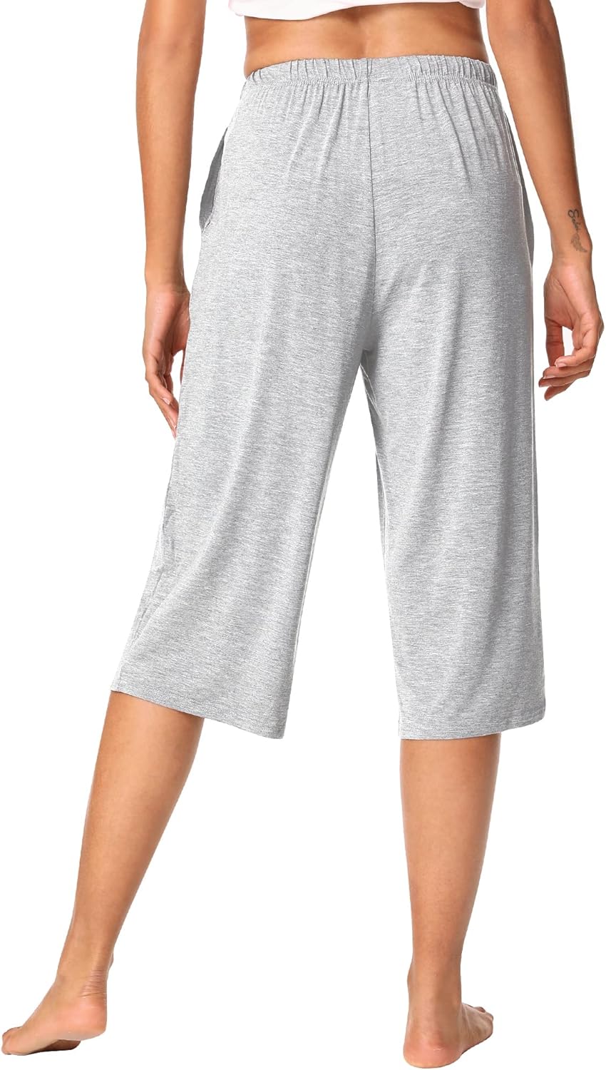 WiWi Bamboo Viscose Capri Pants for Women Wide Leg Pajama Super Soft Knit Lounge Sleep Cooling Pj Bottoms S-XXL - Image 3