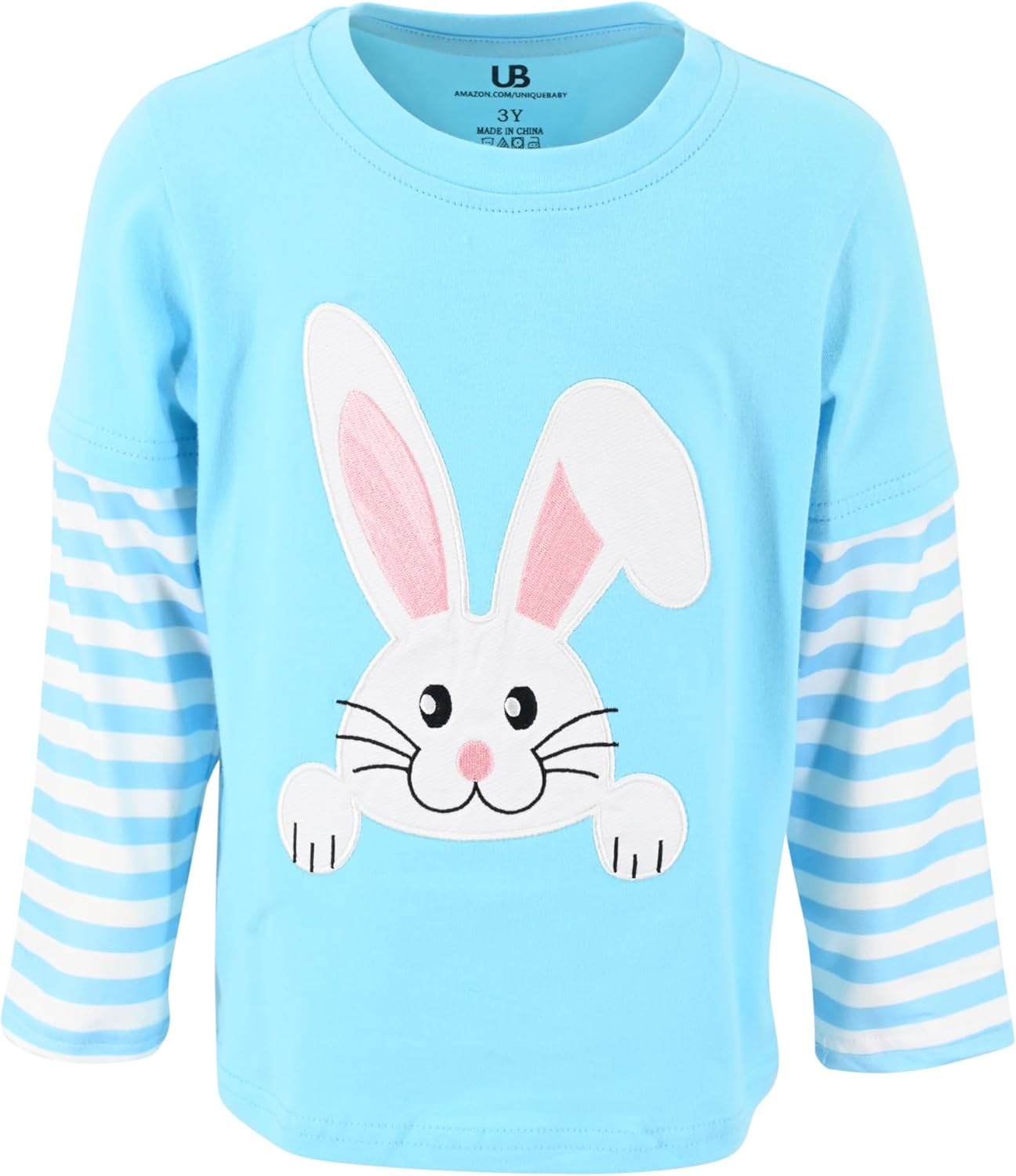 Unique Baby Boys Shirts for Kids and Toddlers Striped Layered Long Sleeve with Embroidery