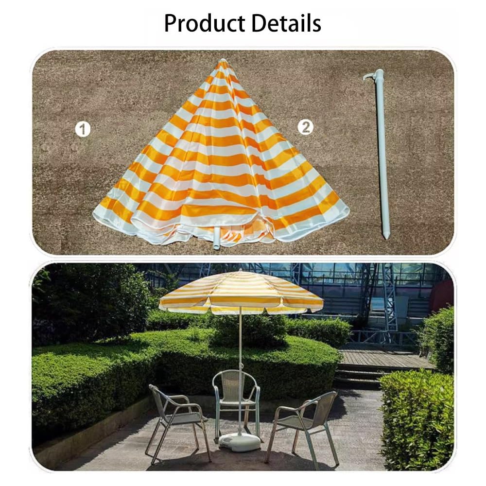 Ombrellone da spiaggia pieghevole antivento, 2,2 m/2,5 m, parasole portatile, ombrellone da giardino per balcone, cortile (giallo, 2,2 m/7,2 piedi)