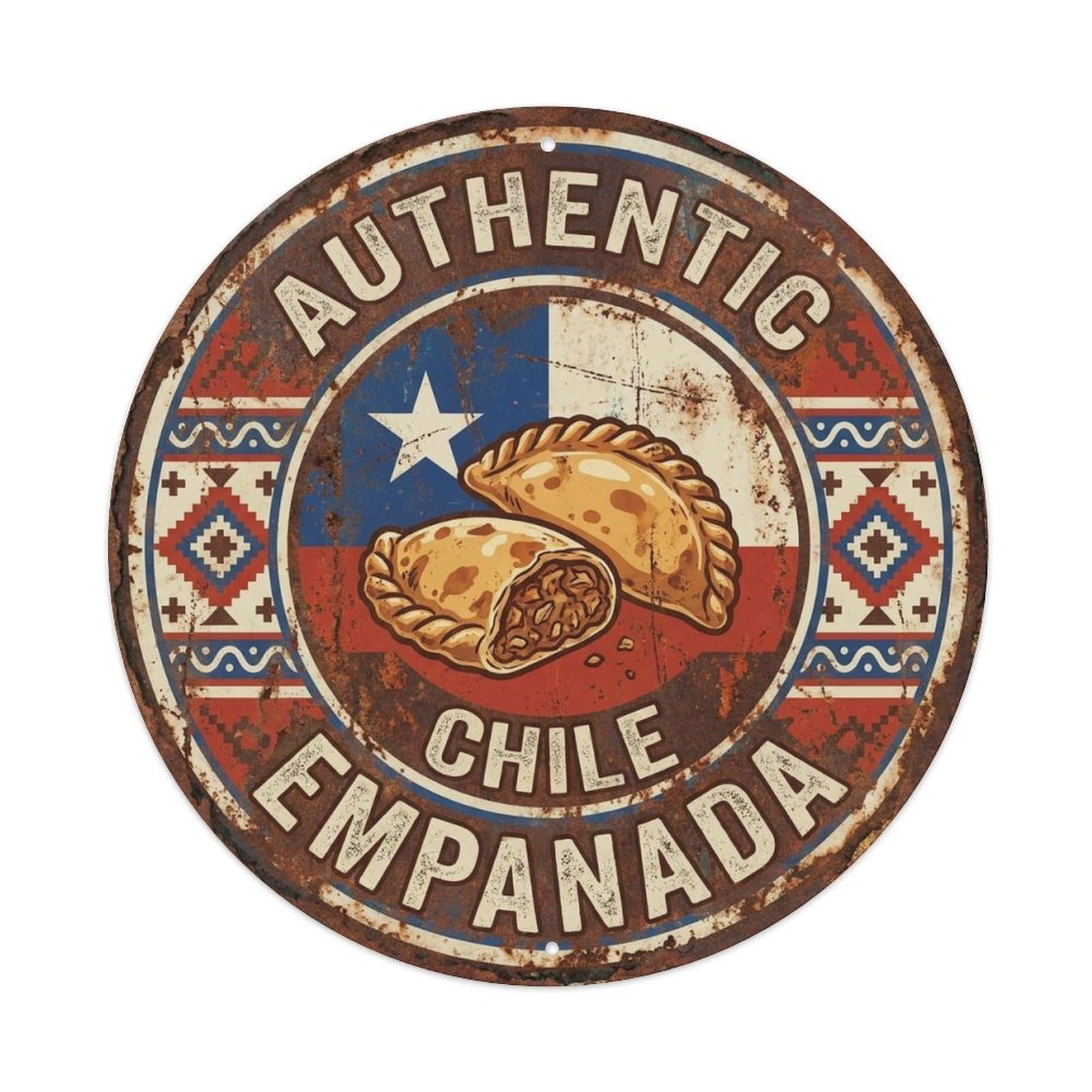 Chile Travel Empanada Chilean Savory Pastry Cuisine Metal Tin Sign