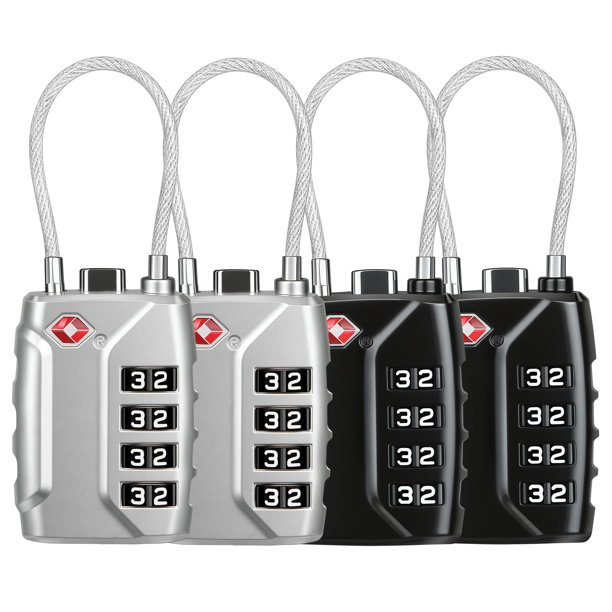 T Tersely TSA Luggage Locks,4-Digit Security Suitcase Locks,Combination Padlock for Suitcases Flexible Cable Travel Lock, TSA Approved Luggage Lock