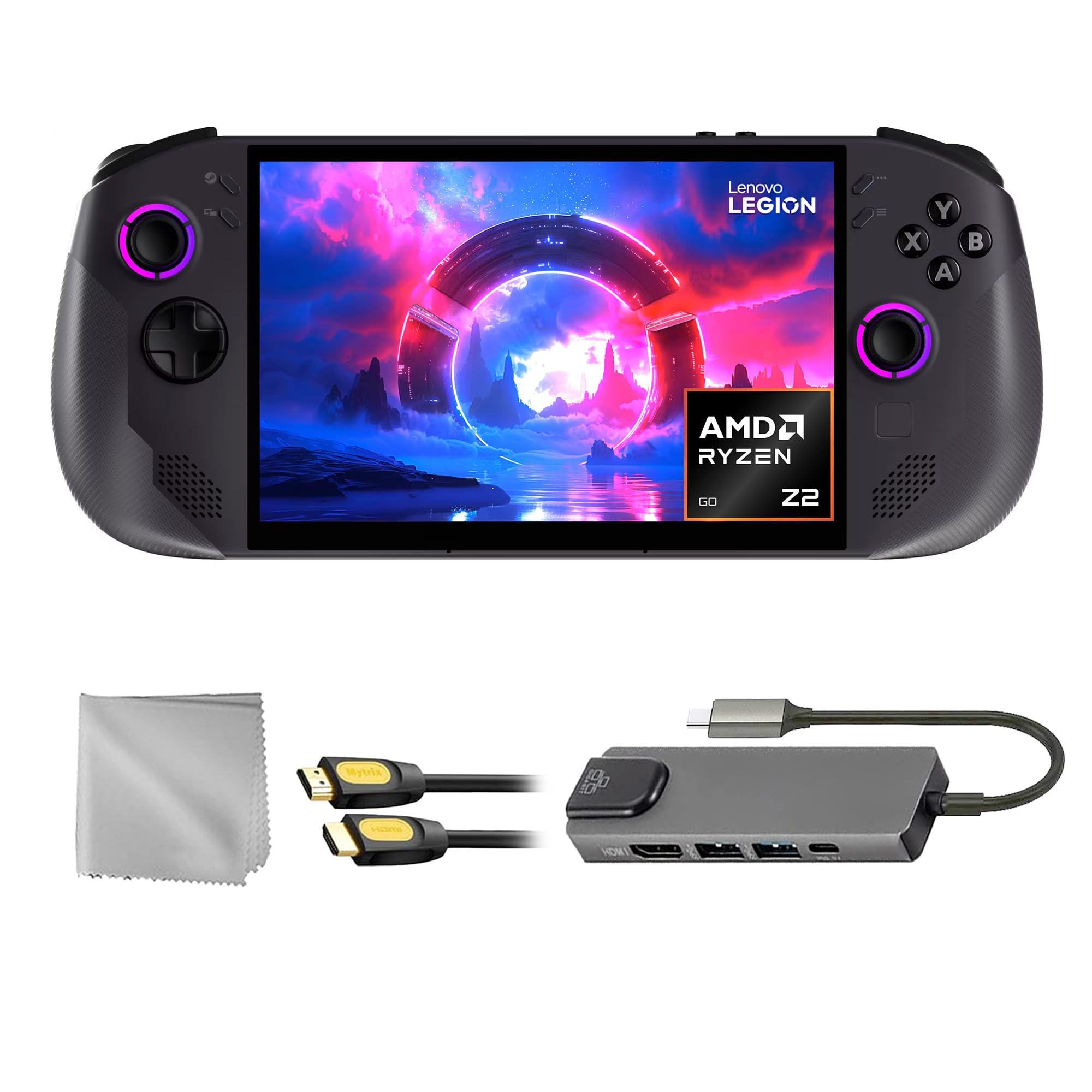 Lenovo Legion Go S 512GB SSD AMD Ryzen Z2 Go CPU Gaming Handheld 8-inch Touchscreen 120Hz, Mytrix Hub, HDMI Cable, 3 Accessories: 4 in 1 Bundle