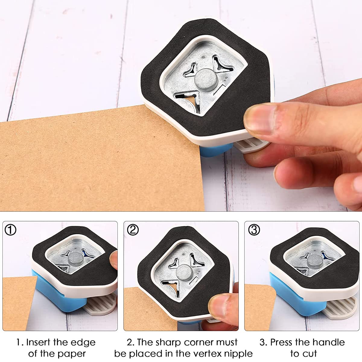 Baoblaze Taglia Angoli Per Carta – Perforatore Portatile Con Manico, Taglio R5mm Per Biglietti E Foto - 4