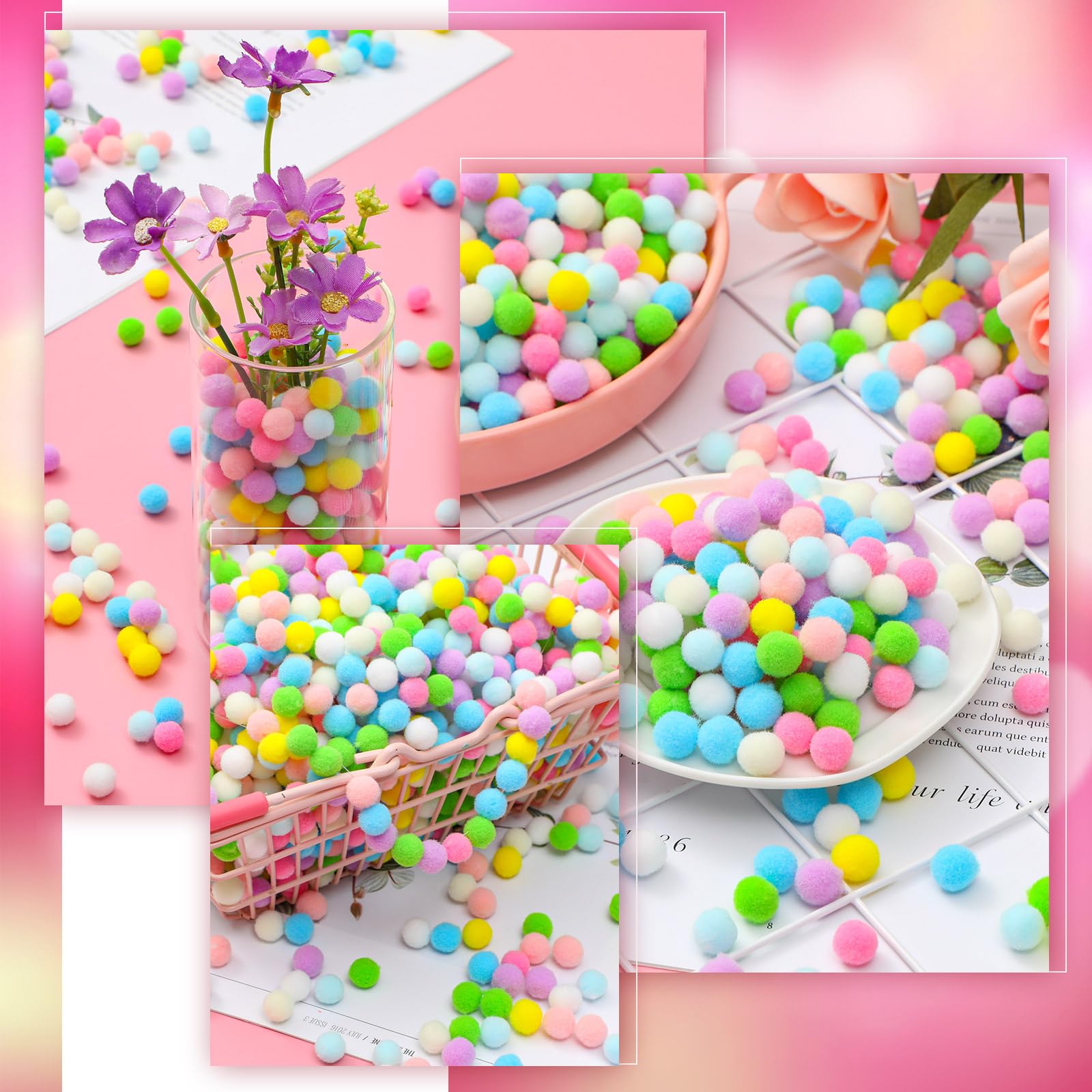 GWAWG 2000 Pom Poms Assortis 10mm - Mini Boules De Feutre Colorées Pour DIY, Artisanat Et Décoration