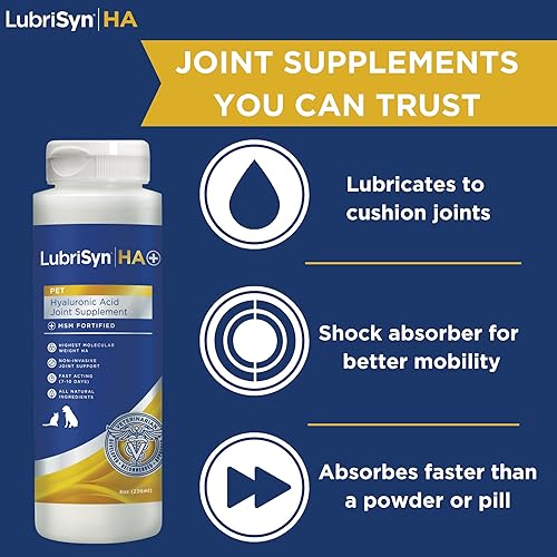 Miniatura 3 de Lubrisyn Suplemento de ácido hialurónico + articulaciones MSM, 8 onzas: Natural Pure HA líquido líquido para articulaciones y gatos y cartílago,