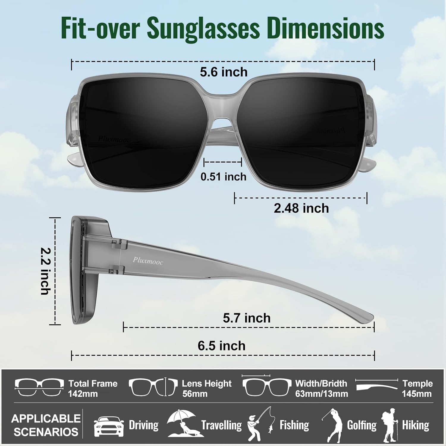 Fit Over Glasses Sunglasses for Women Men,Oversized Polarized Sunglasses for Cover Prescription Glasses UV400 - Image 5
