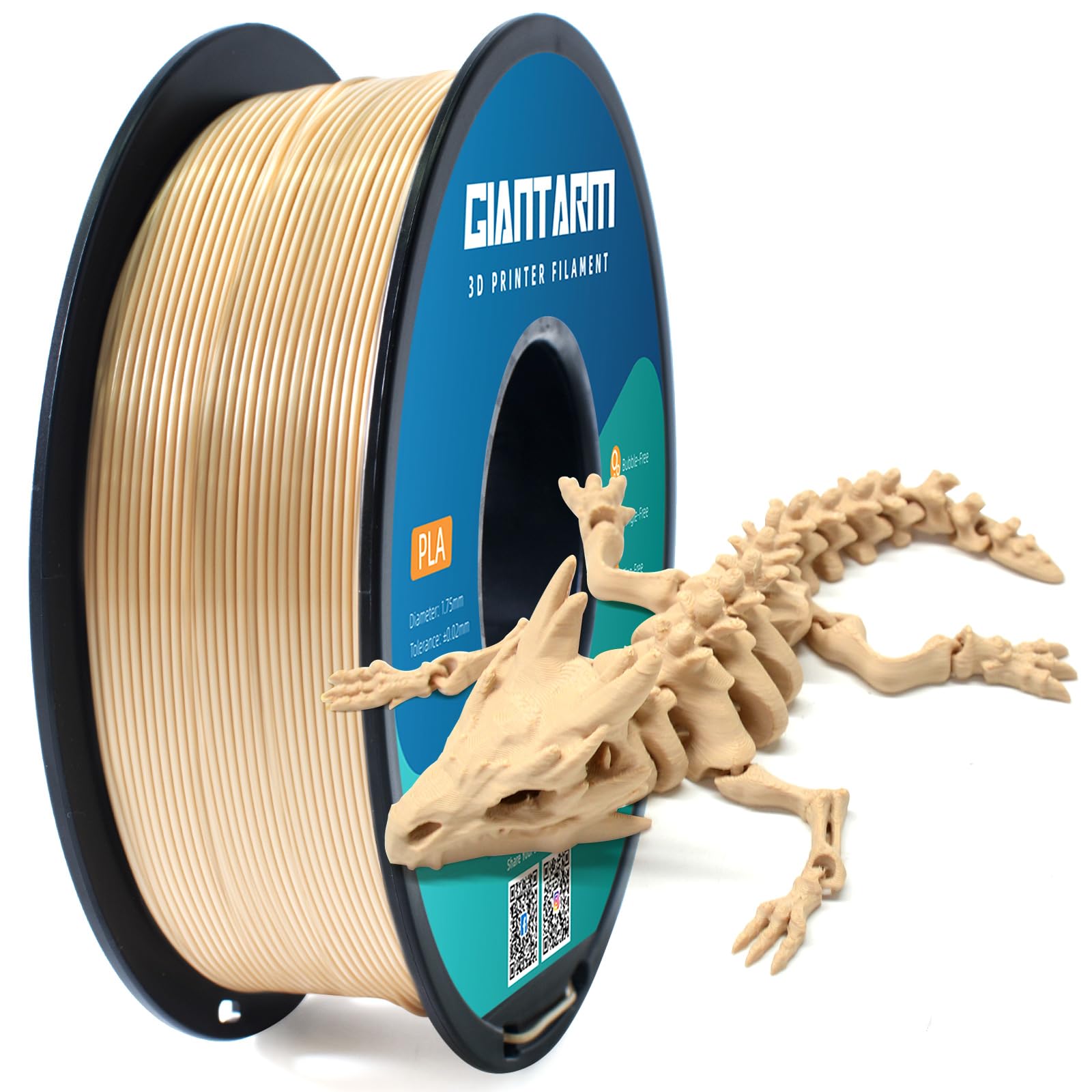 Filamento PLA da 1,75 mm, per stampante 3D, filamento PLA bianco osso, 1 kg