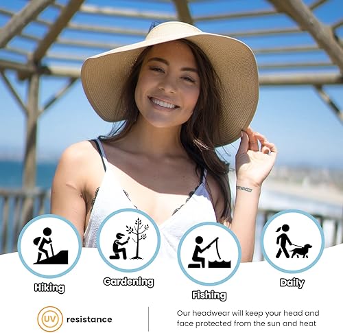 Miniatura 33 de Simplicity - Sombrero con protección solar UV UPF 50 para mujer, convertible en visera para playa