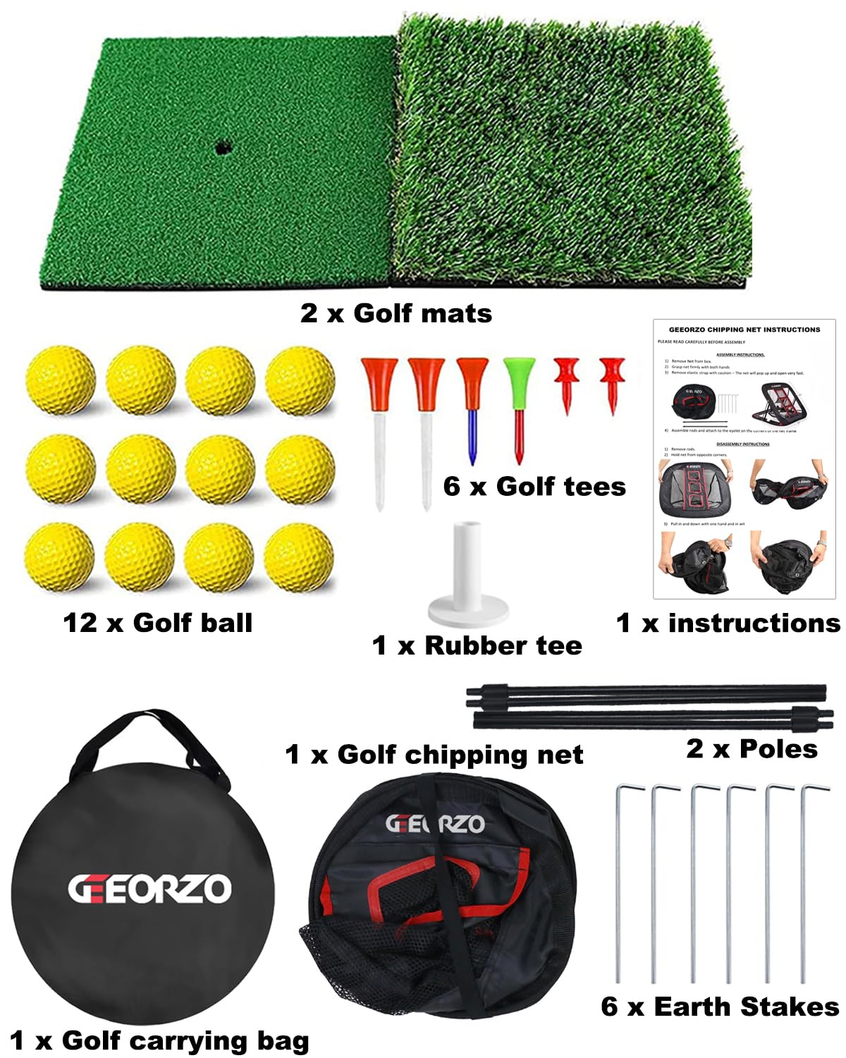 Golf Chipping Net, GEEORZO Pop Up Practice Net, Swing Training Aid for Backyard Outdoor Indoor - Image 2