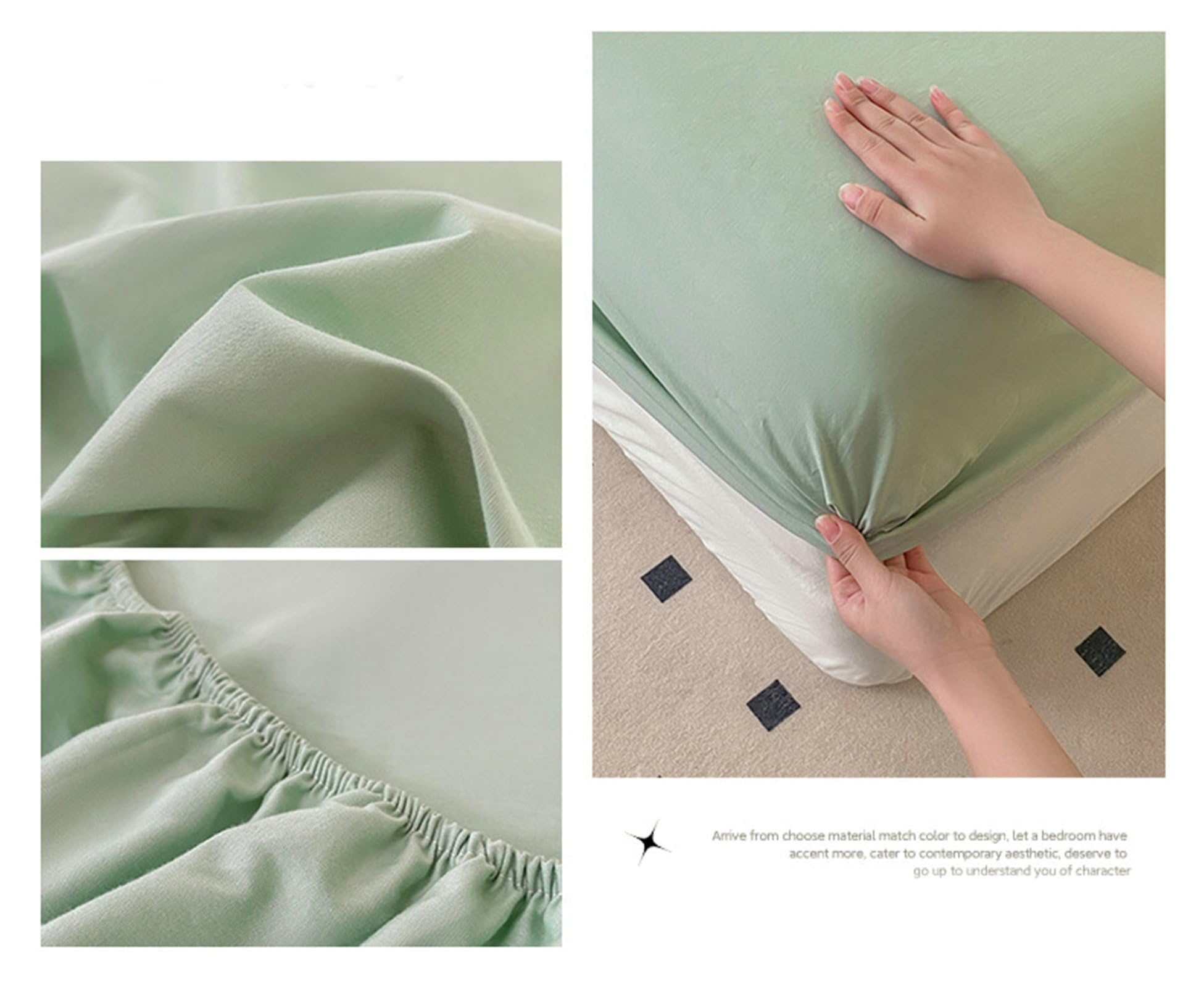Protège Matelas Coton 120 x 200cm Drap-Housse en Coton Couleur Unie Doux et Respirant - Entretien Facile, Vert Clair