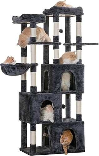 MWPO Árbol extragrande para gatos de interior, torre para gatos de 70.1 pulgadas de alto con 3 condominios grandes, soporte de varios niveles para