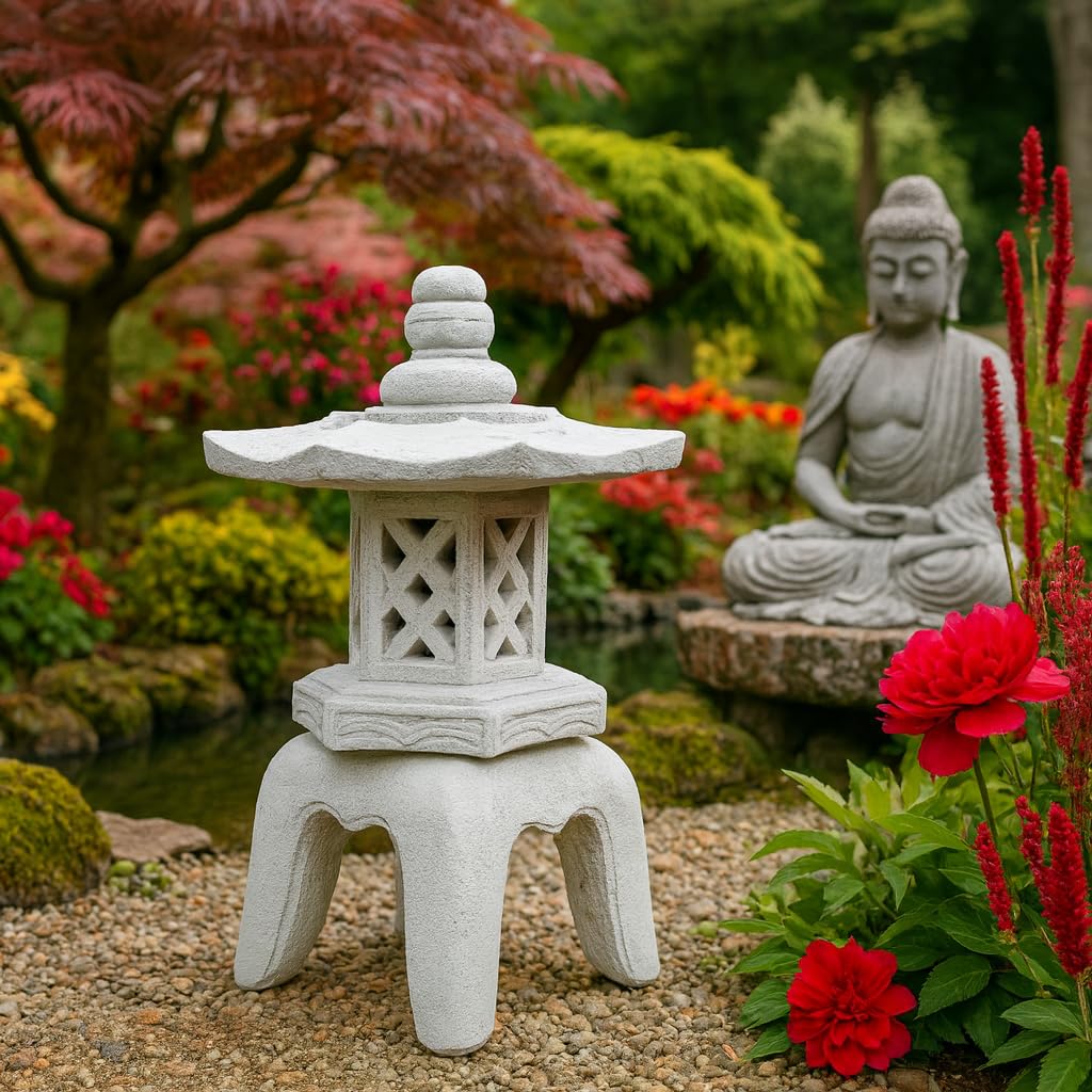 Lampe Japonaise Pagode Jardin 4 Ashi Décoration Béton Style Extrême-Orient