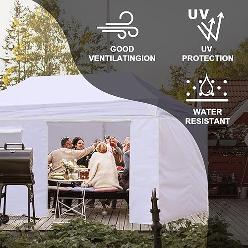 Miniatura 6 de Eurmax - Kit de paredes con cierre para toldo de 10 x 20pies, con ventana de malla y puerta enrollables, solo 4 paredes (color blanco)