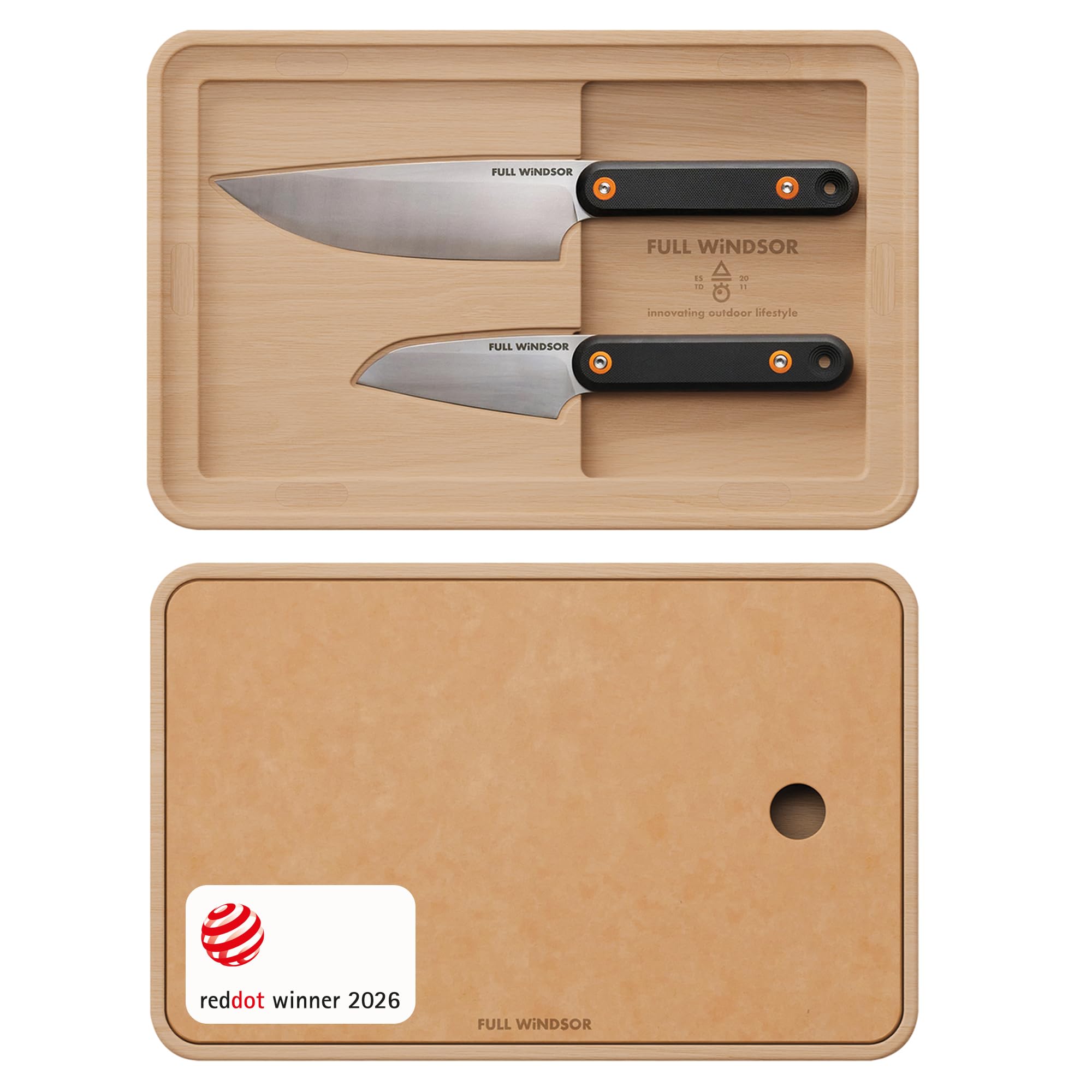 Photo 1 of FULL WINDSOR - MagKnives Magnetic Camping Cutting Board and Knife Set - Portable Camping Kitchen Prep Kit with 2 Wood Cutting Boards, 6" Chef Knife, 3.5" Utility Knife, Carry Bag for Outdoor Cooking