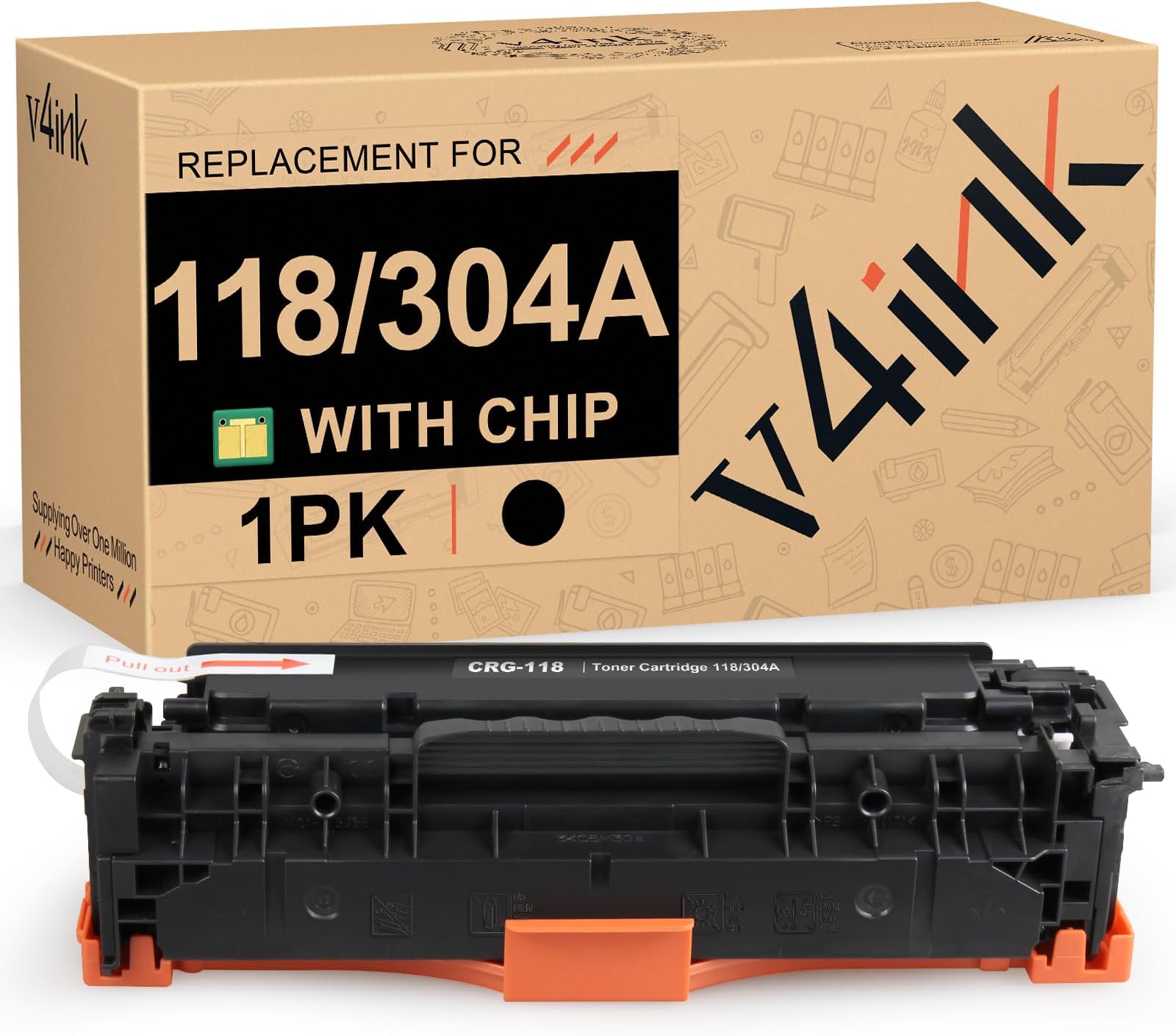 v4ink 1PK Remanufactured Toner Cartridge Replacement for Canon 118 CRG118 HP 304A CC530A Black Toner Ink for Canon ImageClass MF726Cdw MF8350CDN MF8580Cdw MF8380Cdw LBP7660Cdn Printer