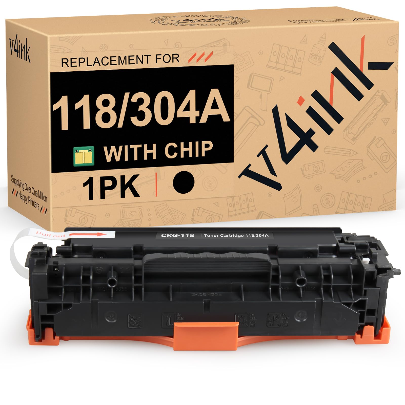 v4ink 1PK Remanufactured Toner Cartridge Replacement for Canon 118 CRG118 HP 304A CC530A Black Toner Ink for Canon ImageClass MF726Cdw MF8350CDN MF8580Cdw MF8380Cdw LBP7660Cdn Printer