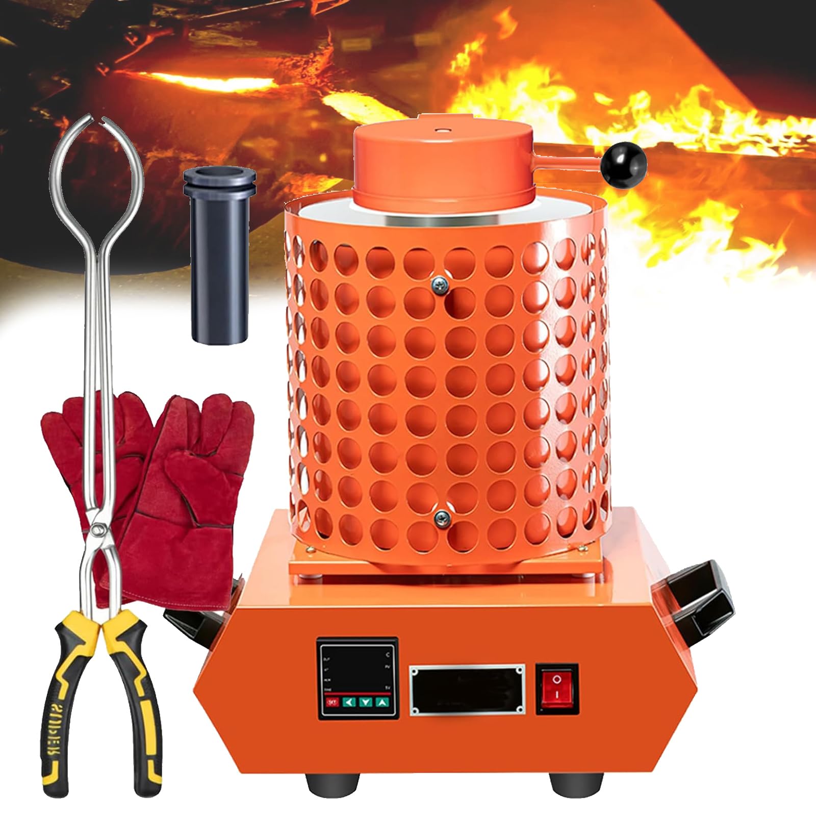 Horno de fusión de oro, plata y cobre de 2000W con máquina de fundición automática digital