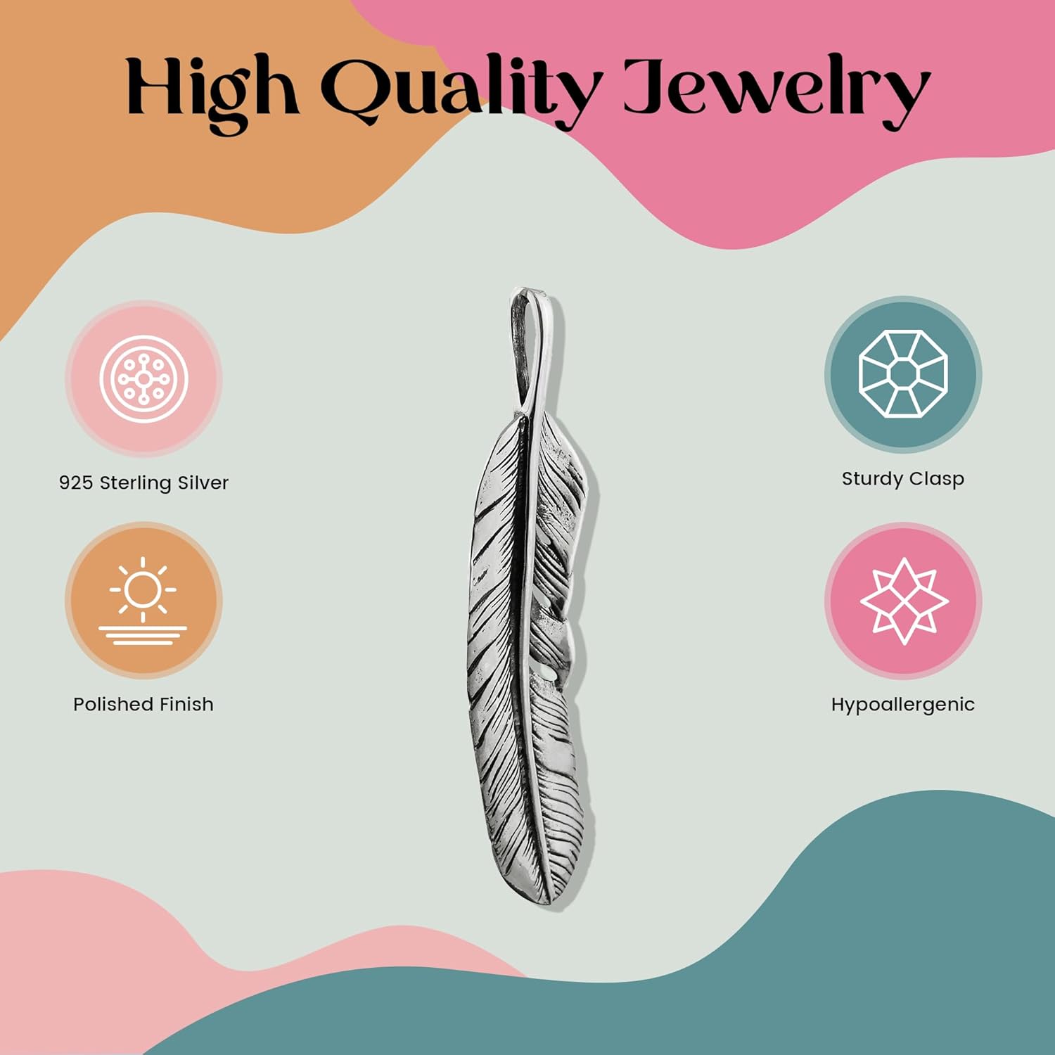 FashionJunkie4Life Sterling Silver Feather Pendant Necklace